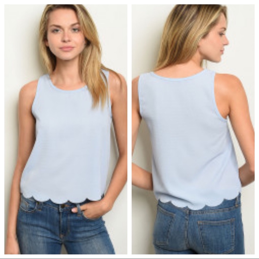 Blue Scallop Hem Tank - Picture 6 of 6